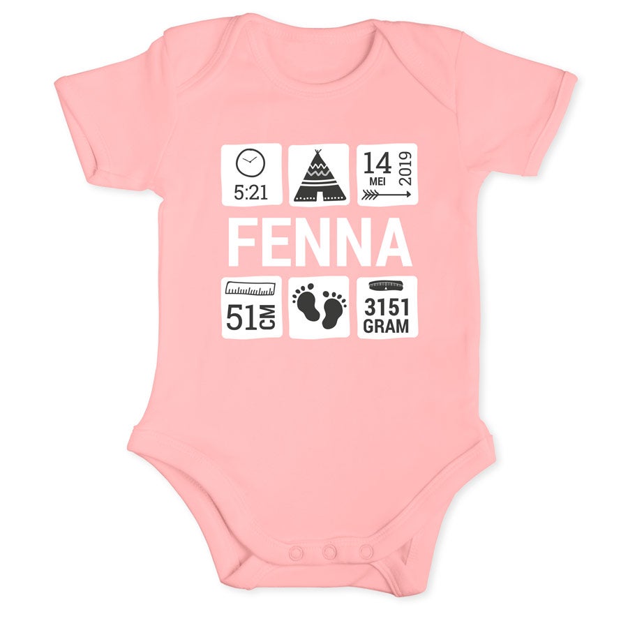 Romper bedrukken - Korte mouw - Babyroze - 62/68 Romper bedrukken - Korte mouw - Babyroze - 62/68