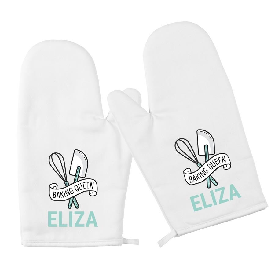 Personalised Oven Gloves - 2 pcs - White