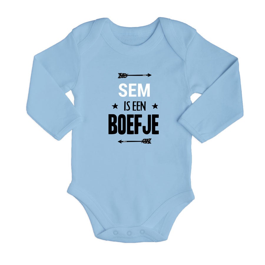 Romper bedrukken - Lange mouw - Babyblauw - 62/68