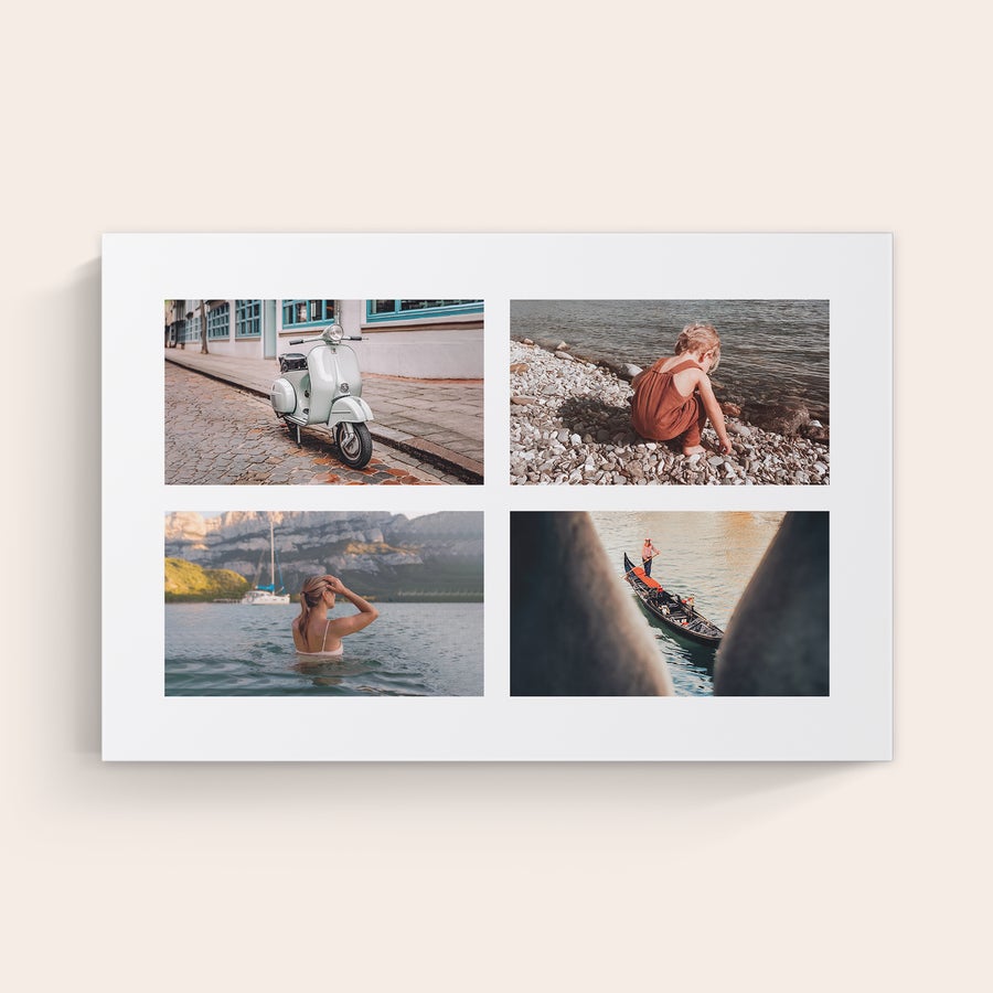 Foto op canvas Fotocollage op canvas met vier persoonlijke foto's, laat je favoriete foto op canvas afdrukken