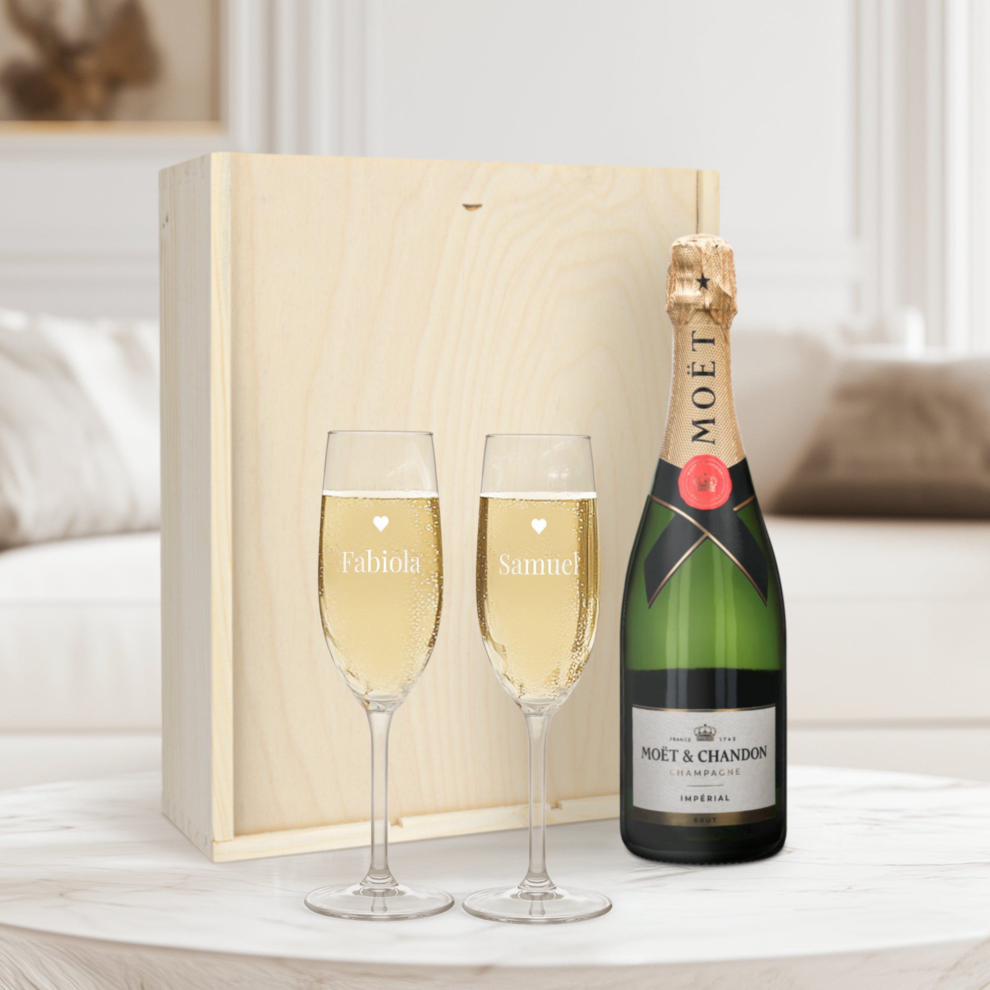 Champagnepakke med indgraveret glas - Moët & Chandon Brut