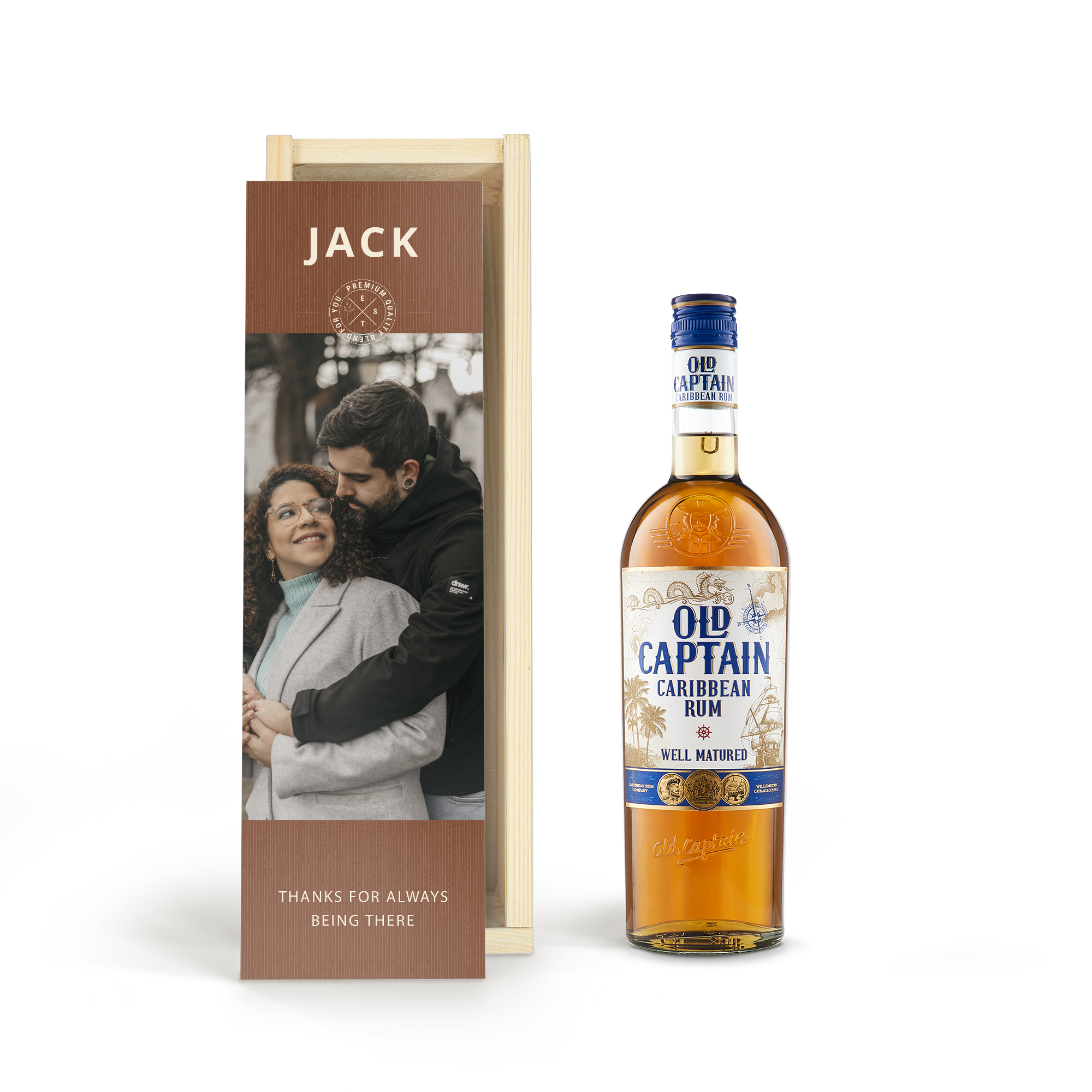 Rum - Old Captain Tmavý v personalizované krabici