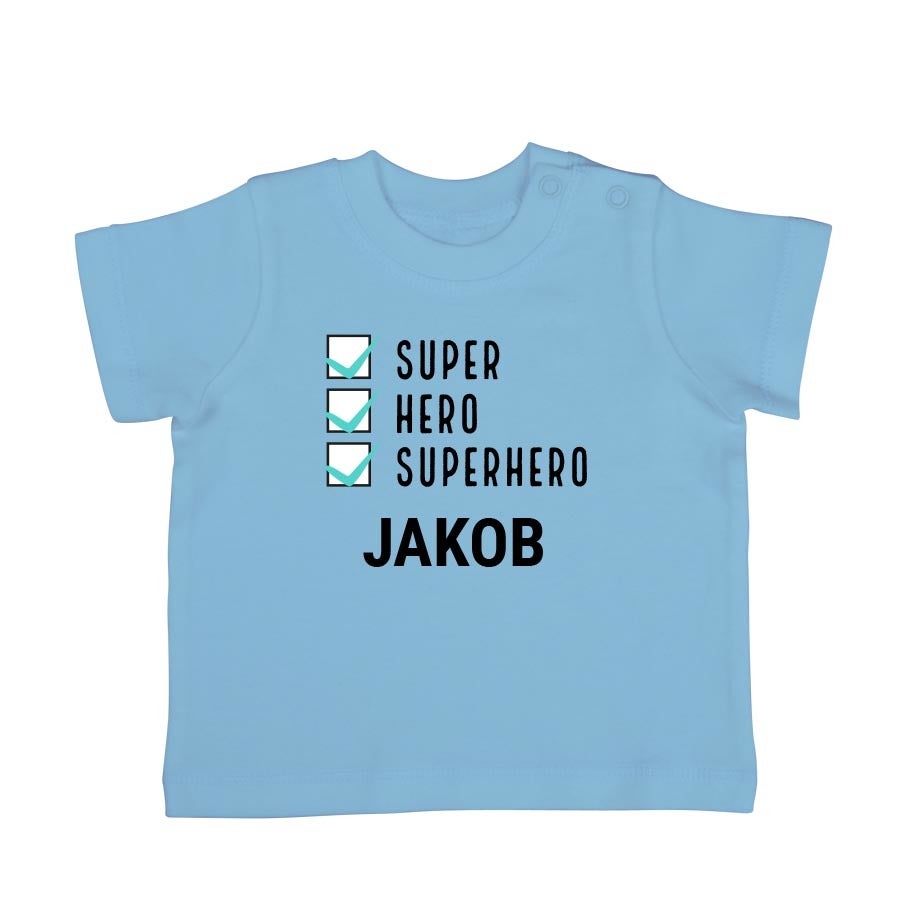 Baby T-Shirt bedrucken- Kurzarm - Babyblau - 62/68