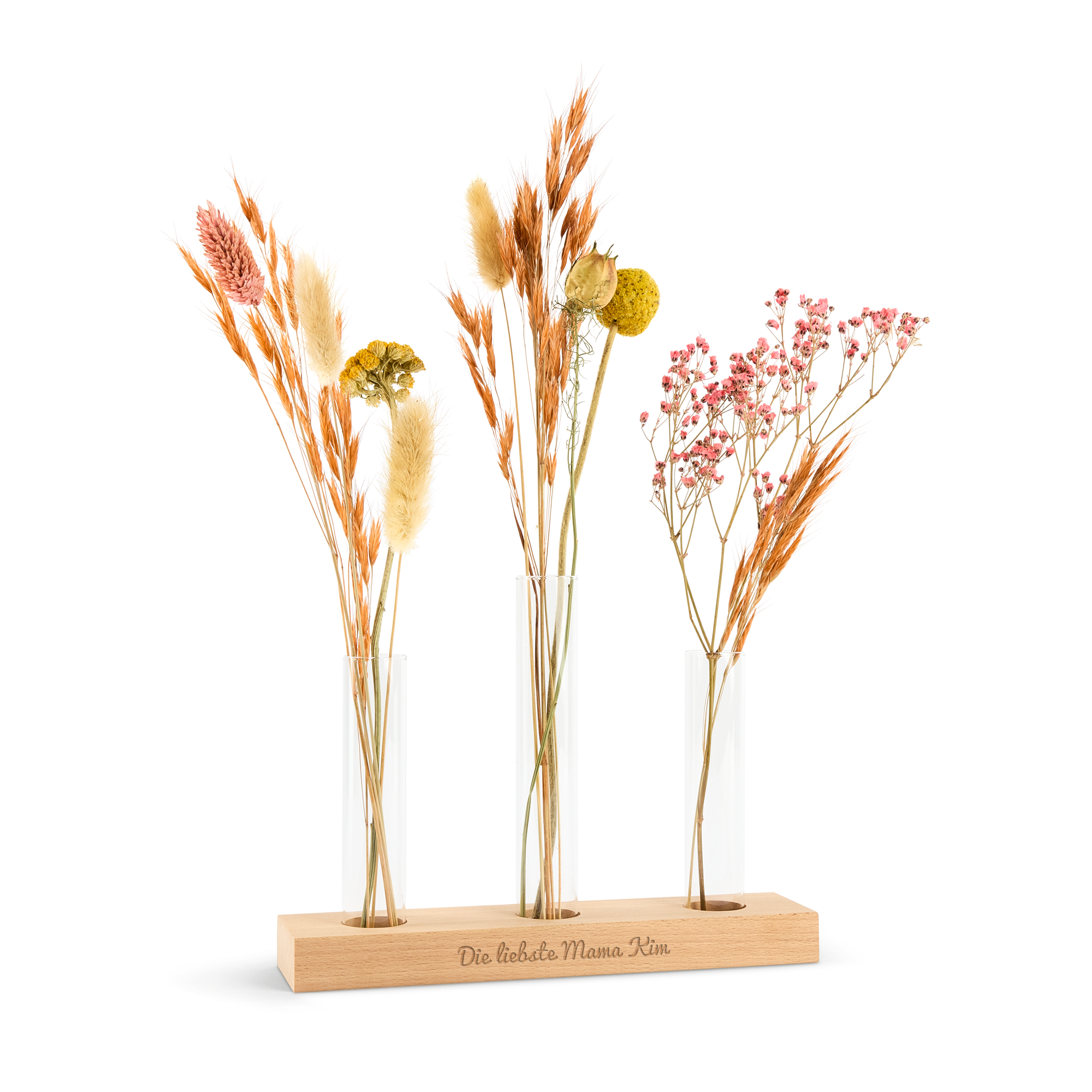 Blumenleiste - Trockenblumen in Holzleiste