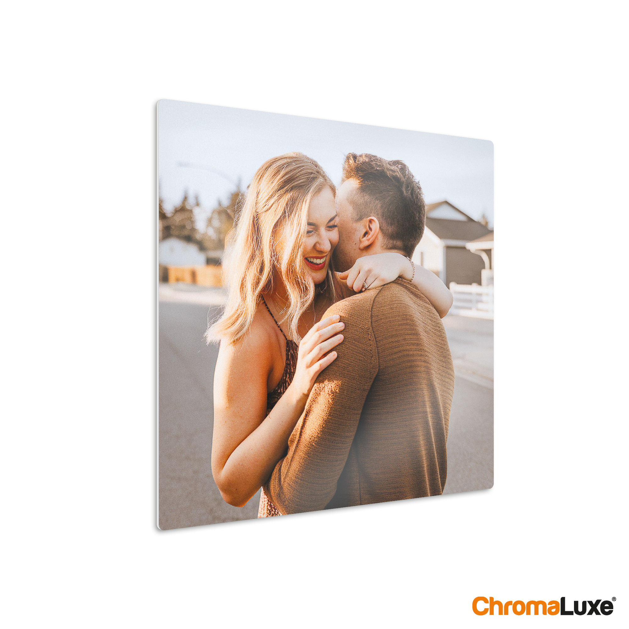Instacollage aluminium personnalisé avec photo de couple souriant imprimée pour vos photos Instagram