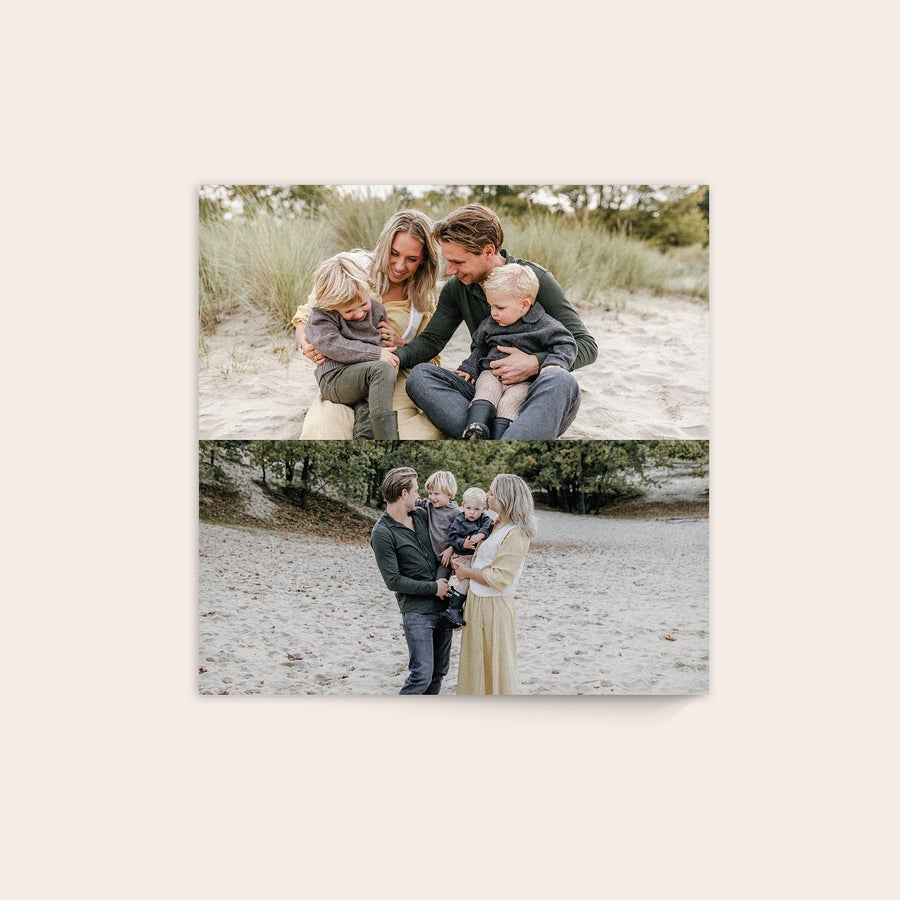 Tre bilde Personlig bilde på tre med to familiefotografier, trykt på trepanel med hvitkalket finish.