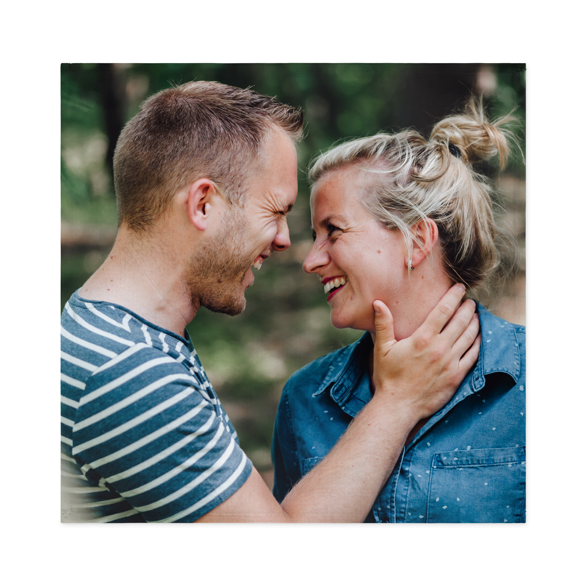 Serviettes de table personnalisées avec une photo imprimée d'un couple souriant