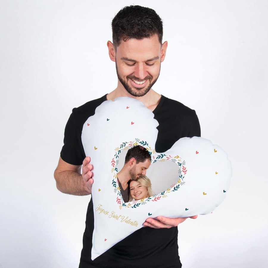 Coussin coeur photo recto-verso - 60x60 cm - Velours Coussin coeur photo recto-verso - 60x60 cm - Velours