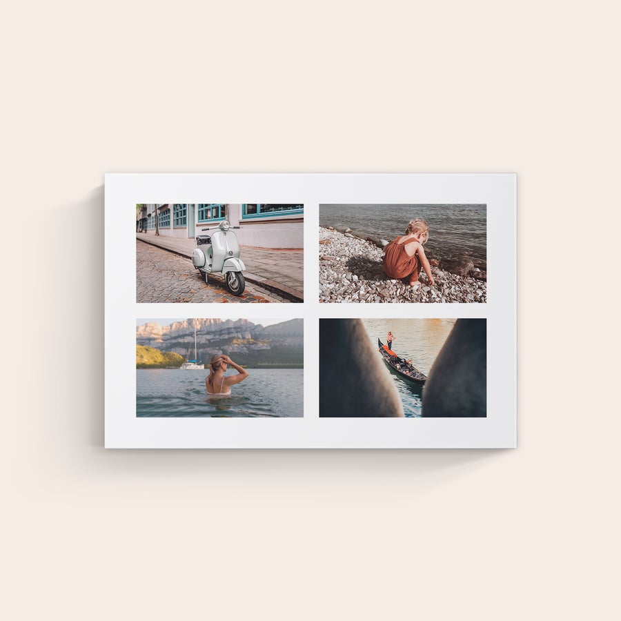 Personalizirano platno Personalizirano platno s štirimi natisnjenimi fotografijami po meri, ki prikazujejo različne prizore