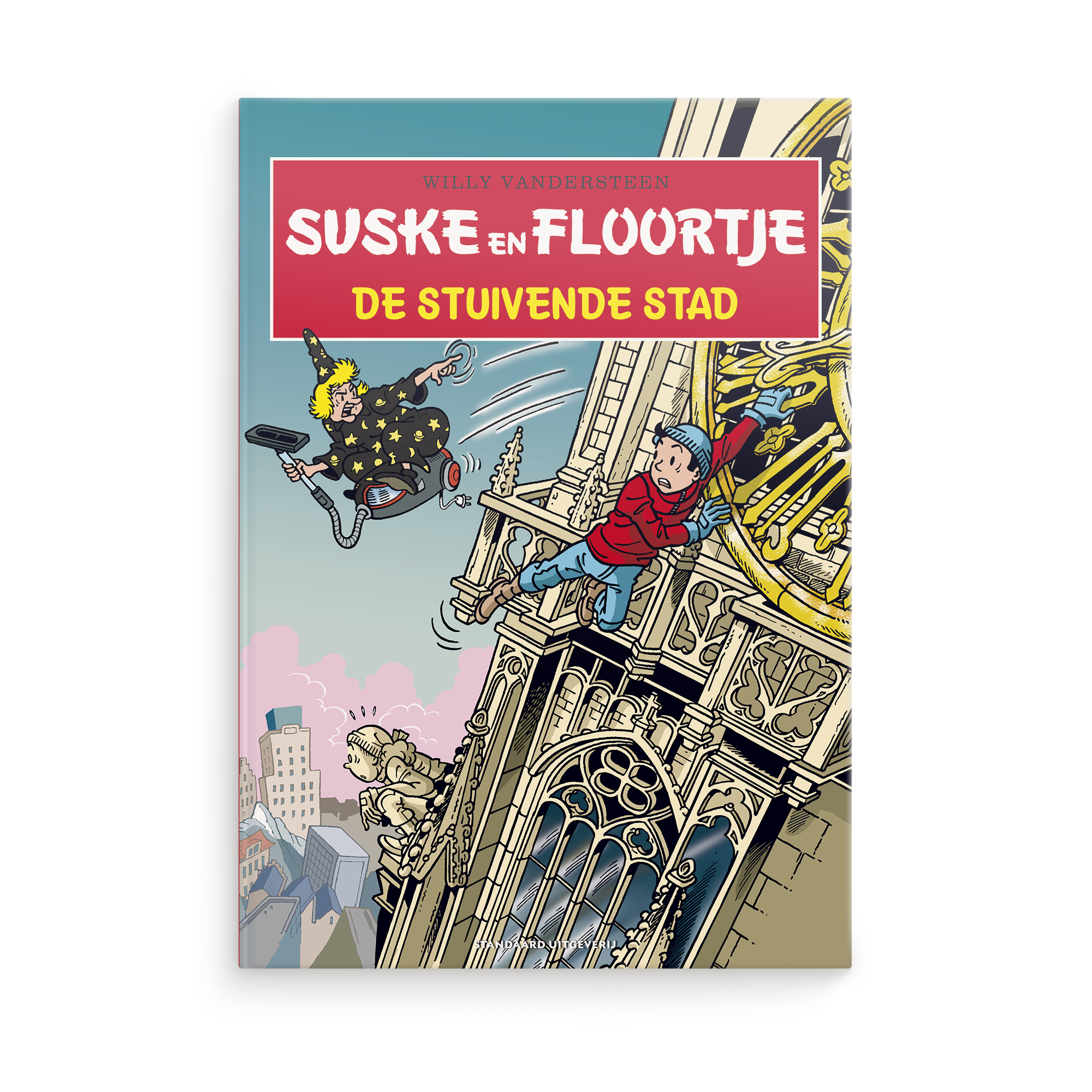 Persoonlijk stripboek Suske en Wiske De stuivende stad hardcover, te personaliseren met een naam op de cover.