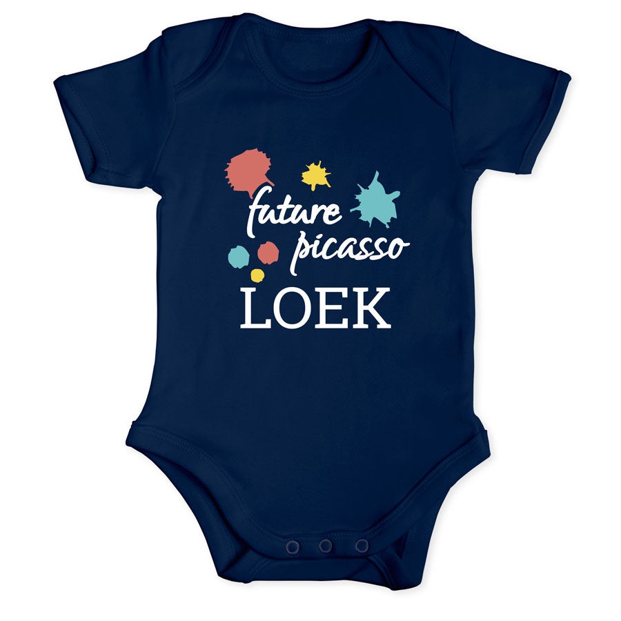 Romper bedrukken - Korte mouw - Navy - 50/56