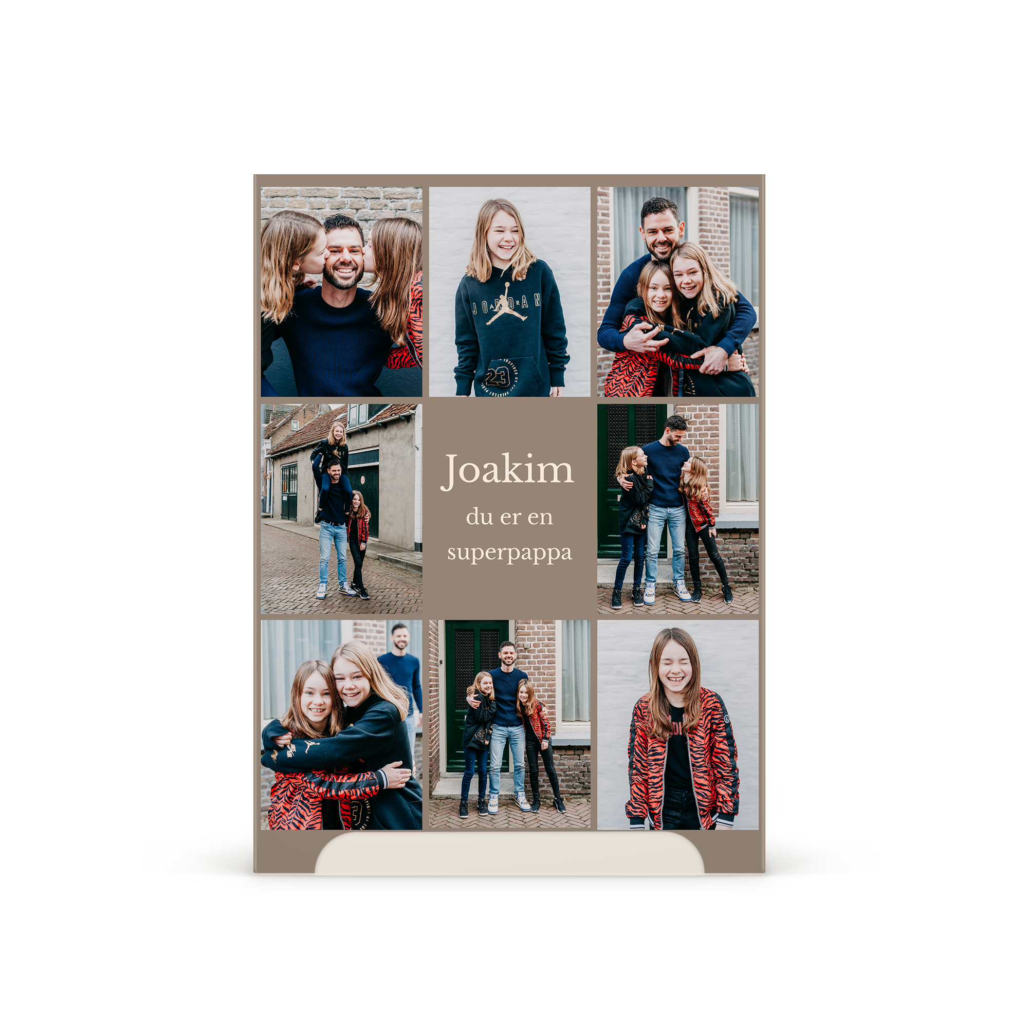 Personlig Axe-gavesett med eget bilde og teksten Joakim du er en superpappa trykt på et deksel.