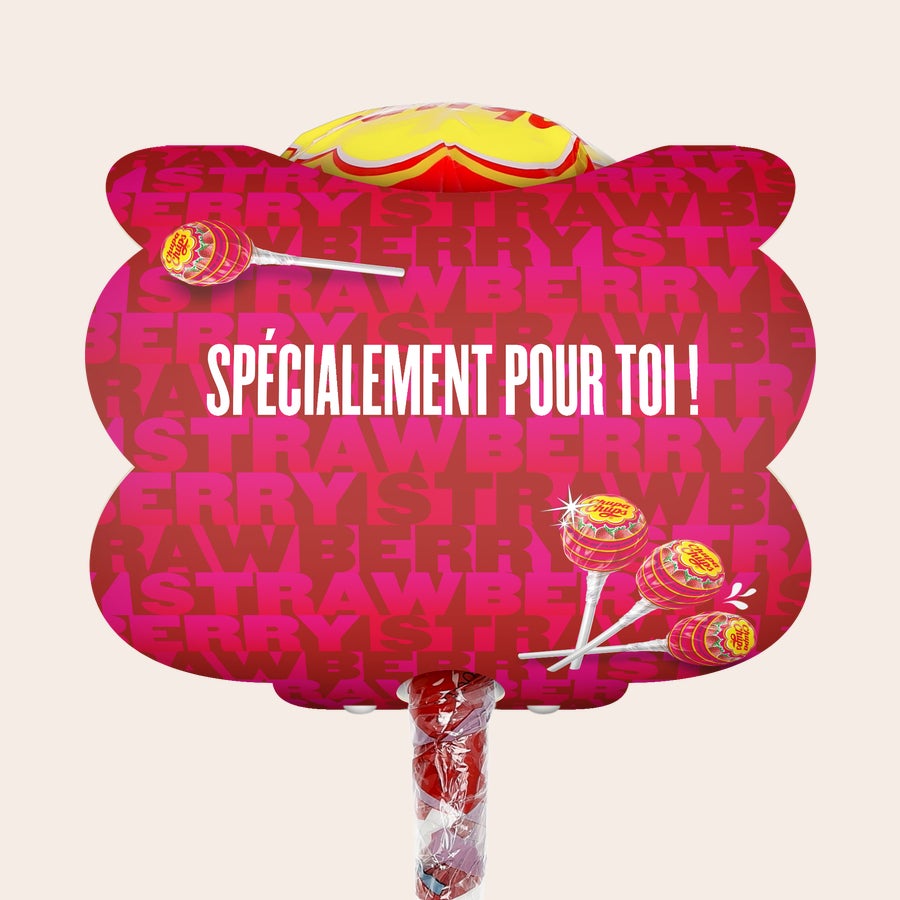 Mega Chupa Chups - personnalisé Méga Chupa Chups personnalisable fraise 20 sucettes avec message imprimé "Spécialement pour toi!"