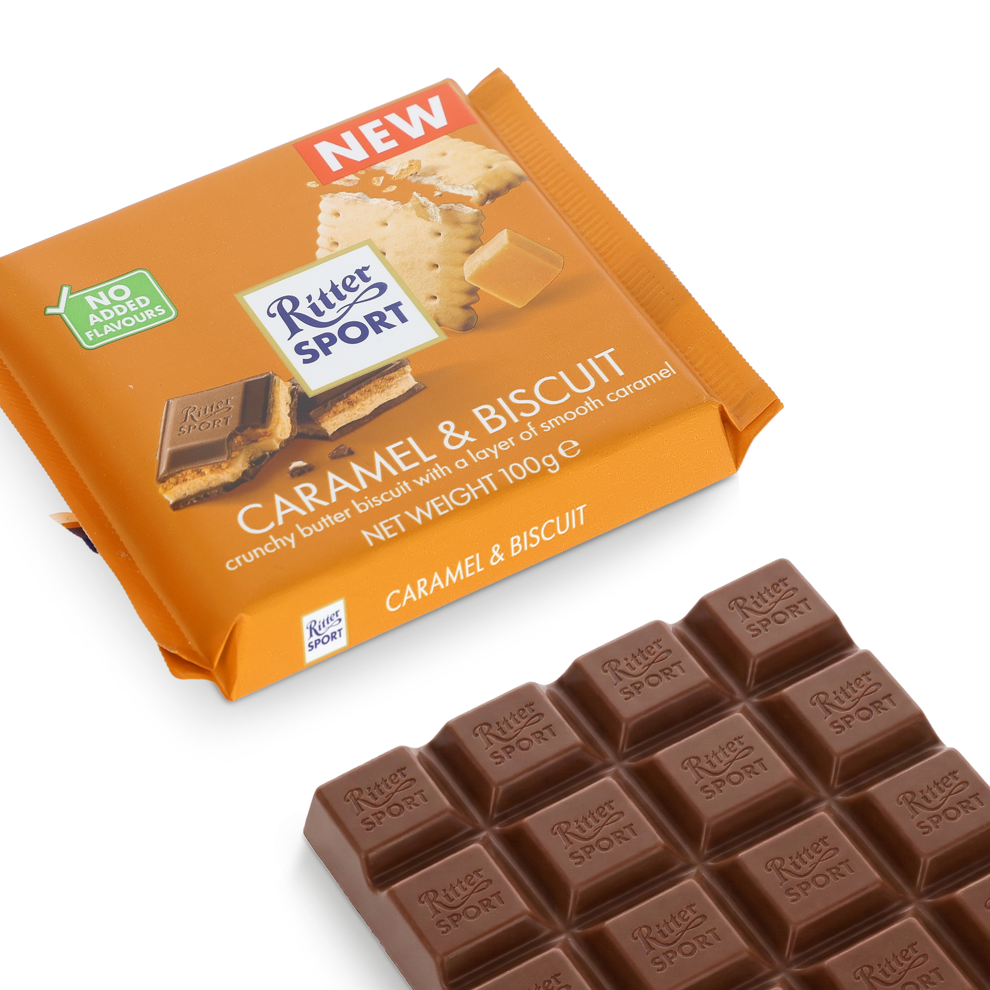 Gepersonaliseerde Ritter Sport Caramel & Biscuit chocolade reep met eigen ontwerp