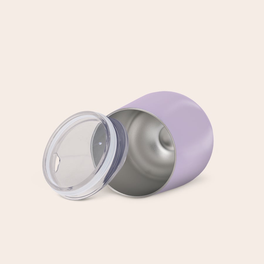 Taza de viaje con tapa Vaso de viaje morado con tapa, personalizable con texto impreso a todo color.