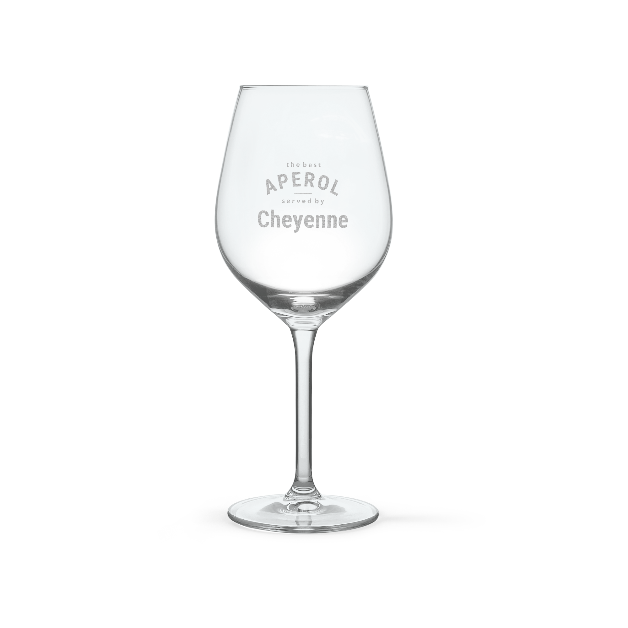 Verre à cocktail Aperol Spritz personnalisé gravé avec le nom Cheyenne pour surprenez-les avec un cadeau Aperol Spritz personnalisé
