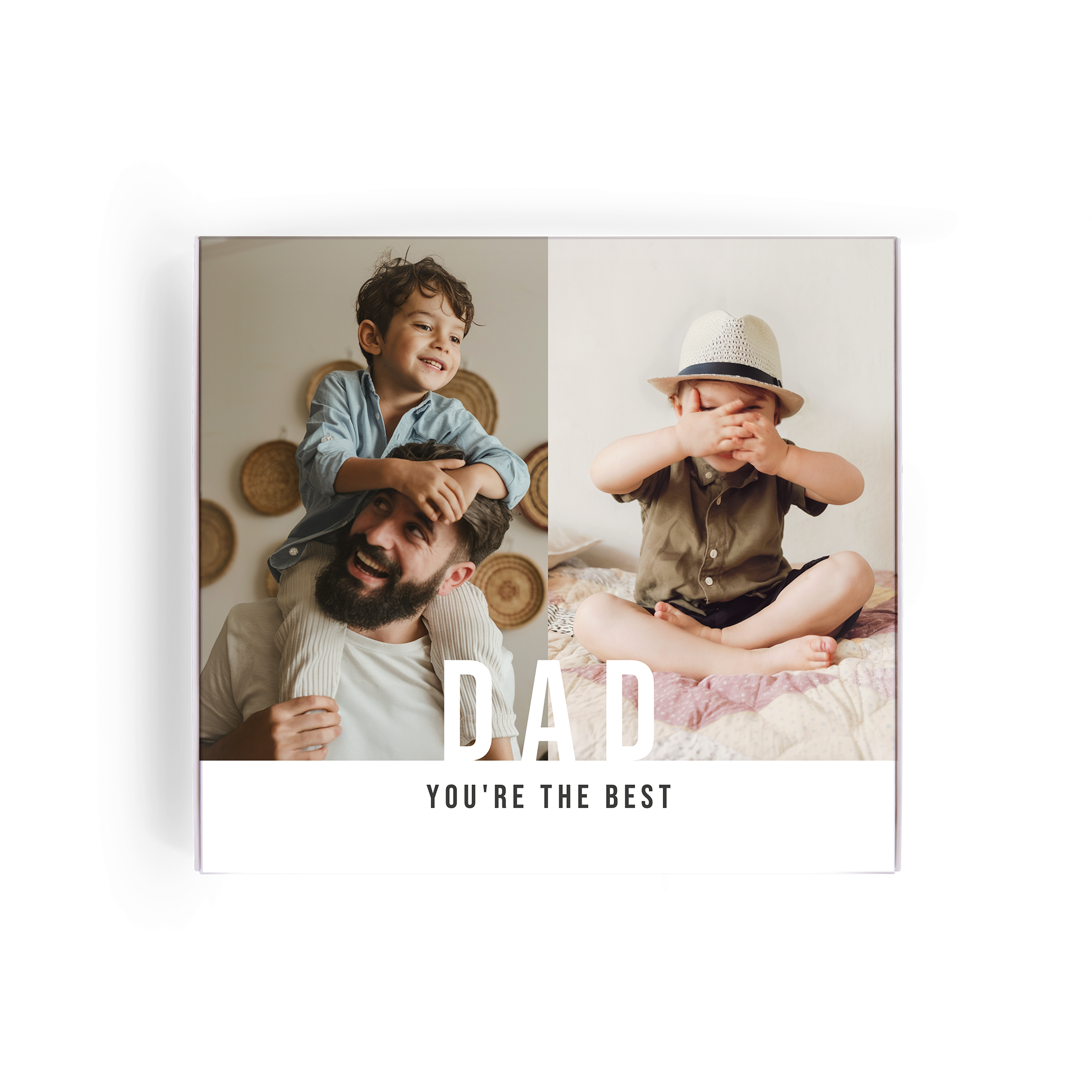 Yllätä heidät Tony's Chocolonely suklaarasialla isälle kuvalla ja tekstillä "DAD YOU'RE THE BEST"