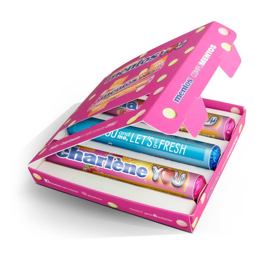 Coffret cadeau Mentos - rouleaux personnalisés