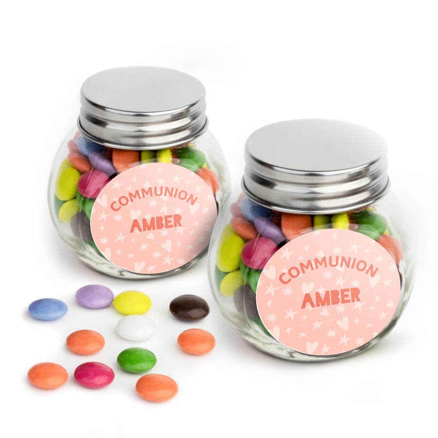 Personalised Mini Glass Jar Favours with Chocolates