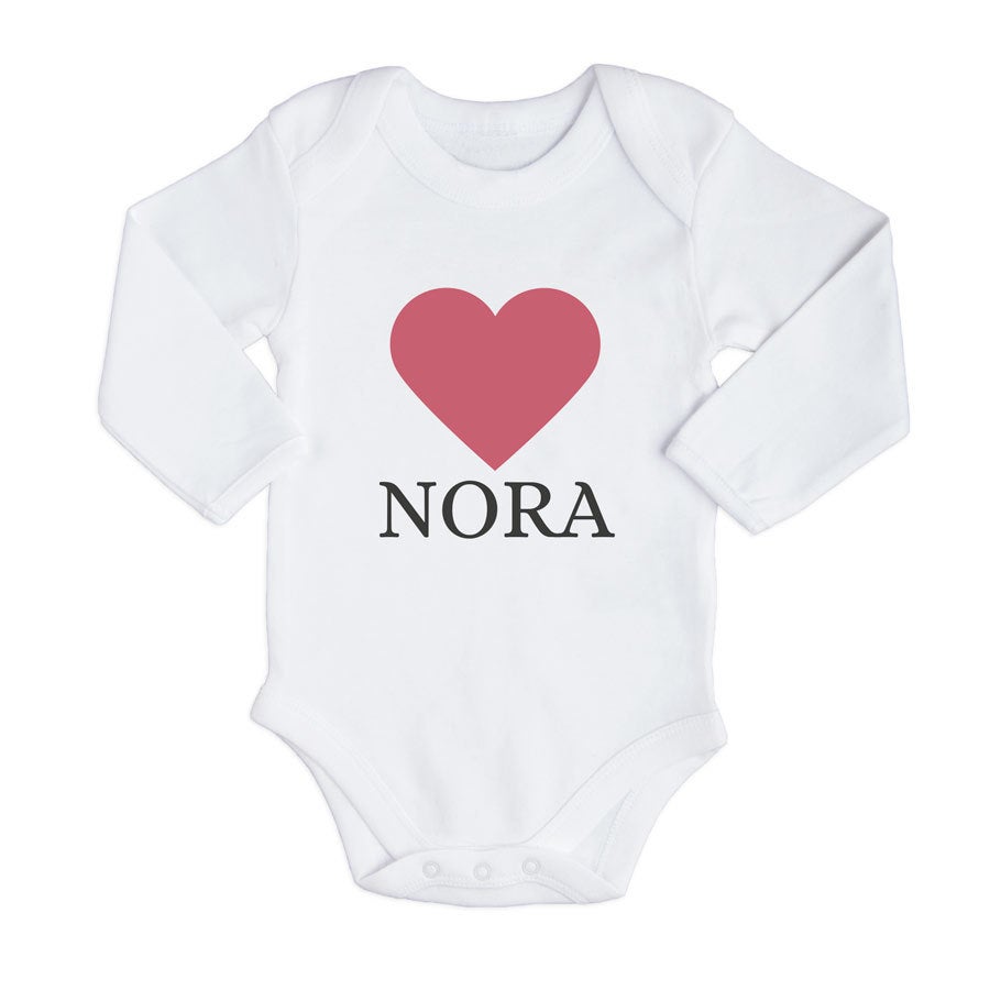 Romper bedrukken - Lange mouw - Wit - 62/68