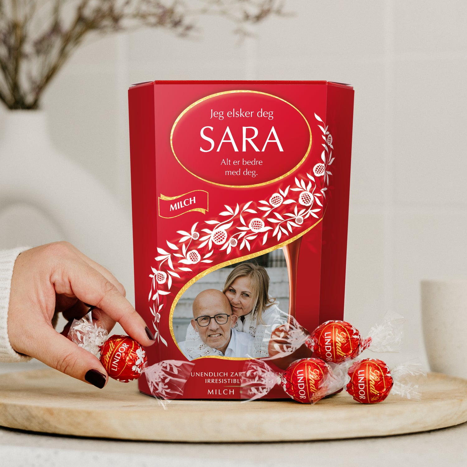 Personlig gaveeske med sjokolade fra Lindt