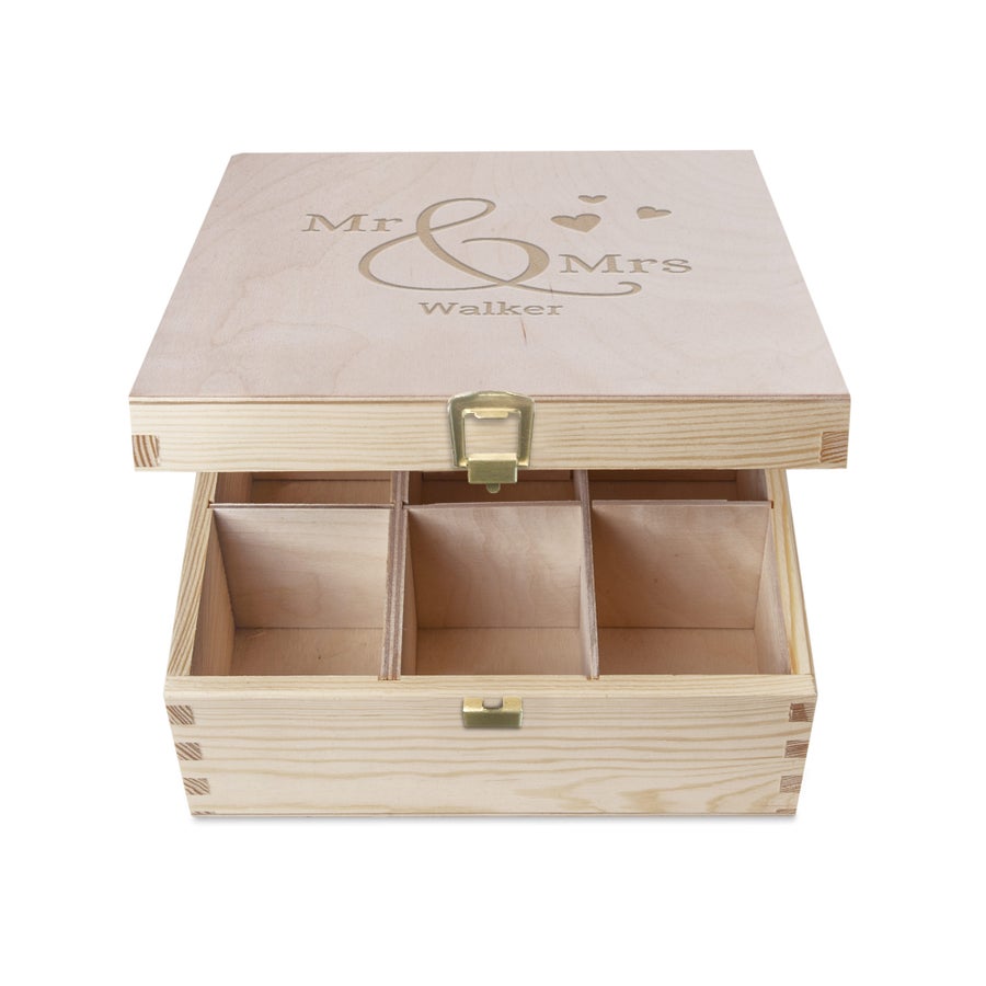 Personalised wooden tea box