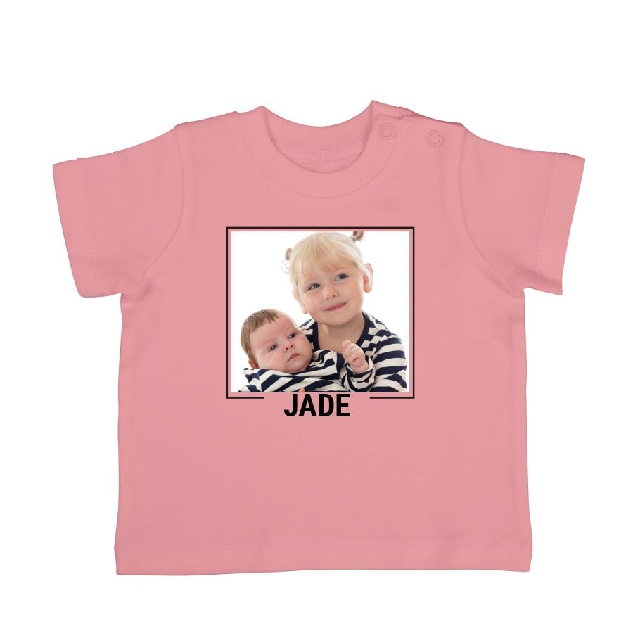 T-shirt bébé personnalisé - Manches courtes - Rose pâle - 62/68