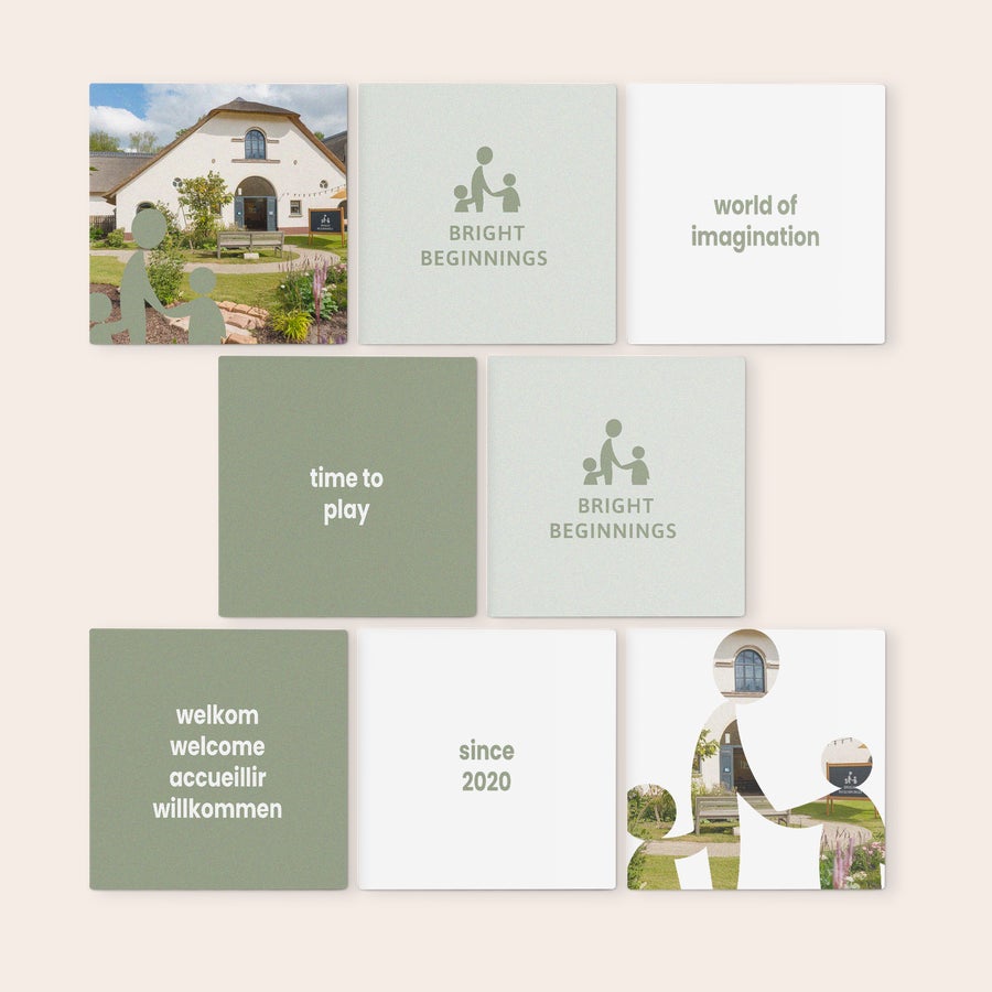 Personalised wall art panels A set of personalized forex wall art panels with custom photos and text like Bright Beginnings and welcome messages