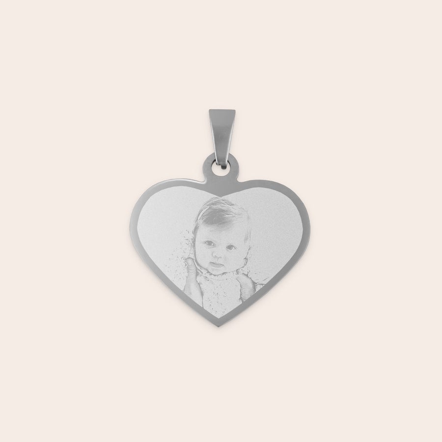Collier cœur gravé Pendentif cœur gravé avec photo personnalisée d'un bébé, offrez un pendentif gravé avec votre propre photo