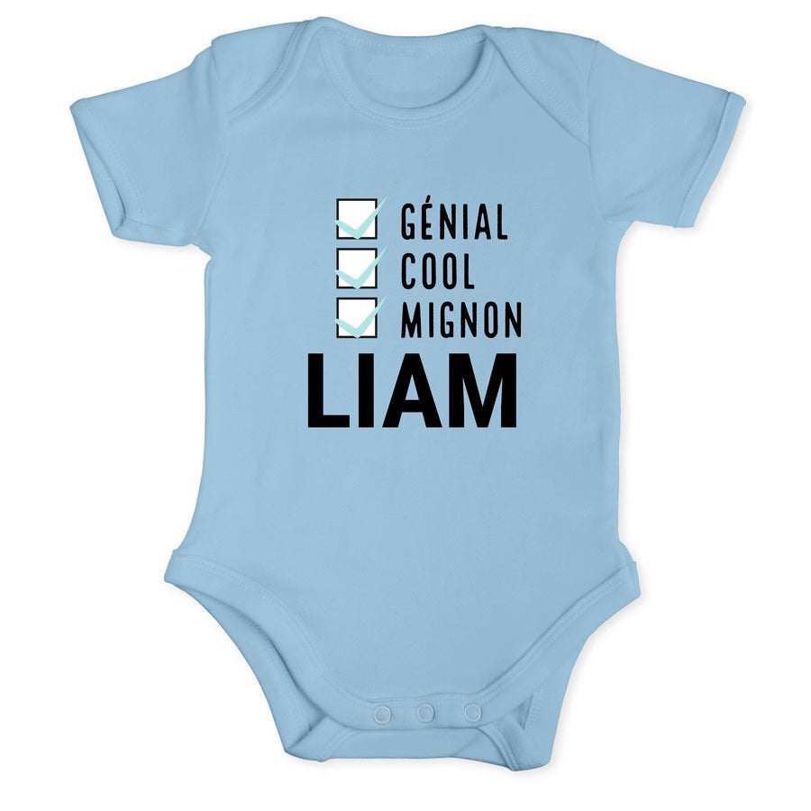 Body bébé personnalisé - Bleu clair -  50/56