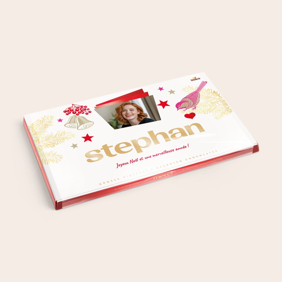Chocolat Merci Finest Selection avec carte de vœux Mélange de chocolats Merci Finest Selection avec carte personnalisée - 400 grammes, avec photo, nom