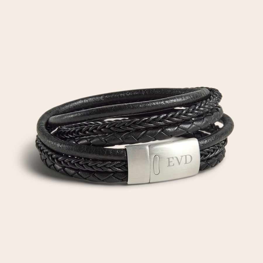 Pulsera de cuero de lujo grabada Pulsera de cuero de lujo grabada