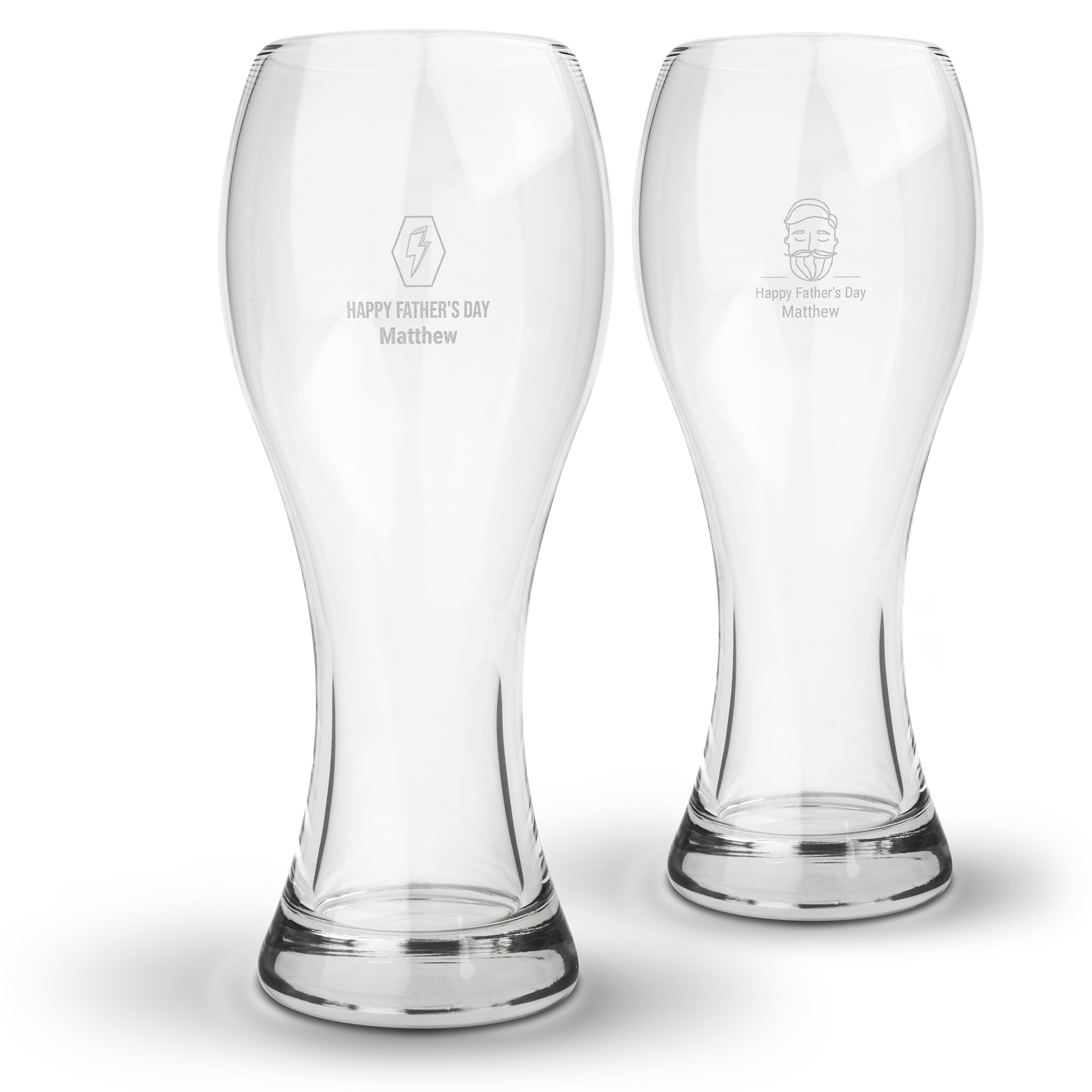 Personalised beer glass - XL - Father's Day - Engraved - 2 pcs