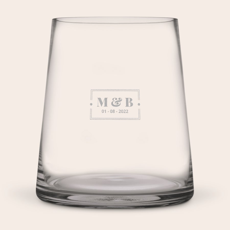 Vaso Personalizzato Vaso in vetro trasparente personalizzato con incisione. Ravviva la casa con un vaso inciso.