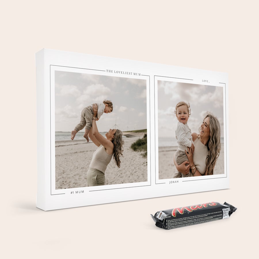 Caja de regalo personalizada de Marte Caja de regalo personalizada de Marte con dos fotos impresas y los nombres "MUM" y "JONAH".