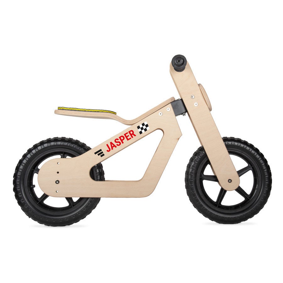 Houten fiets met naam