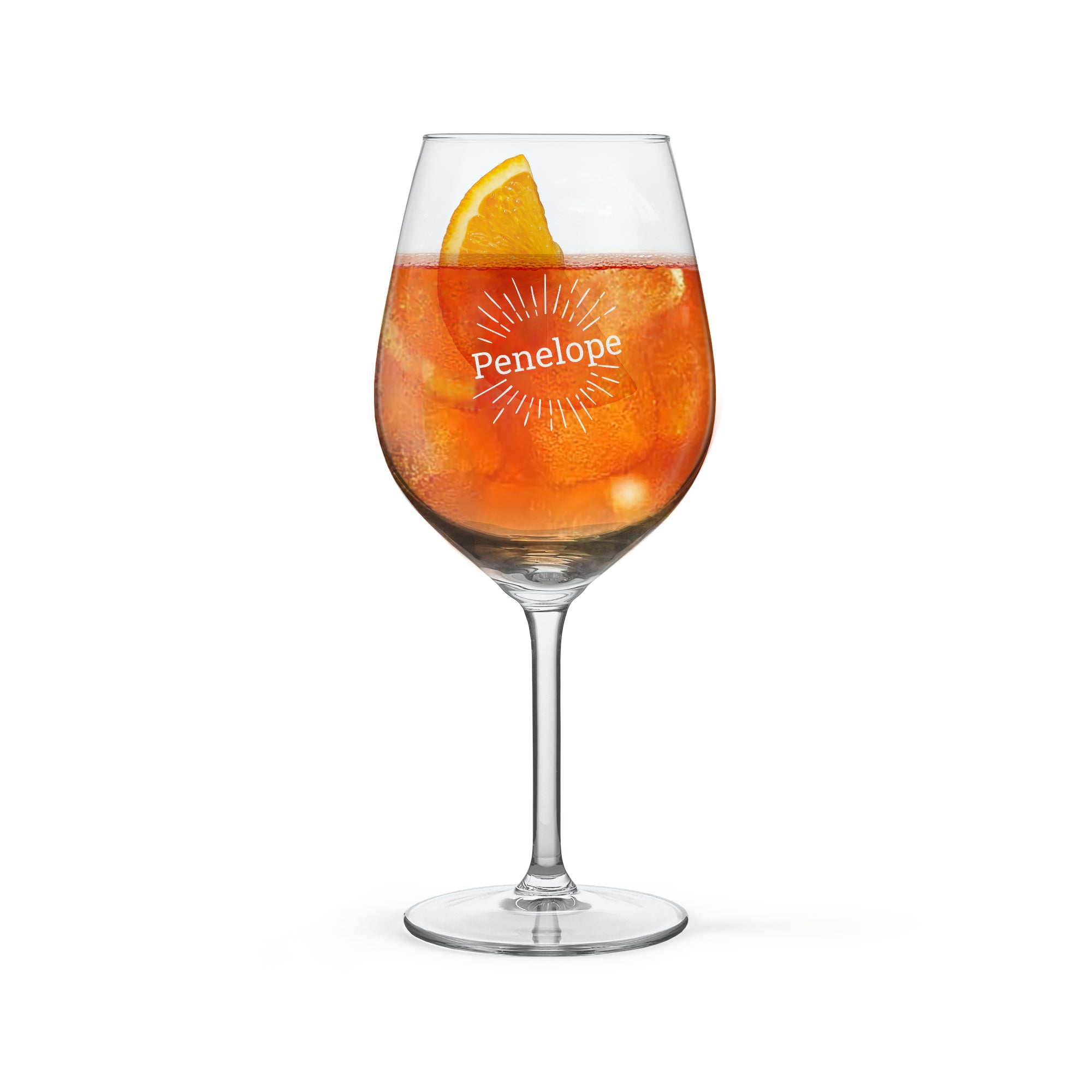 Aperol Spritz -lasi kaiverruksella