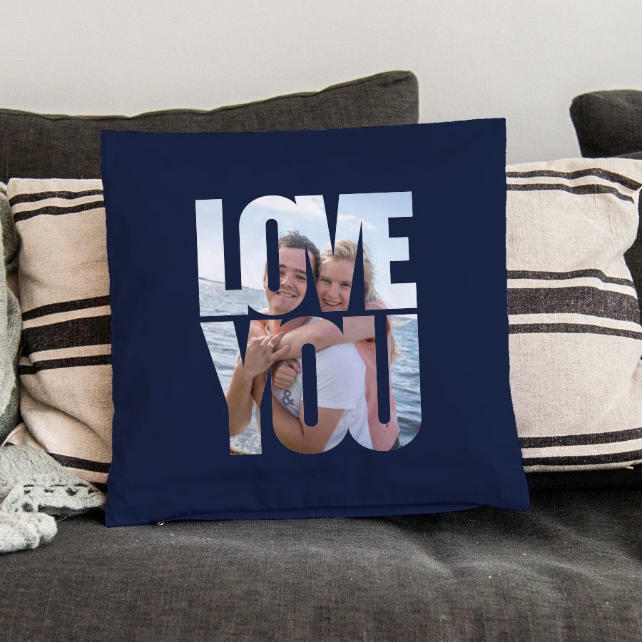 Liefdeskussen bedrukken - Navy - 40x40cm - Ongevuld Liefdeskussen bedrukken - Navy - 40x40cm - Ongevuld