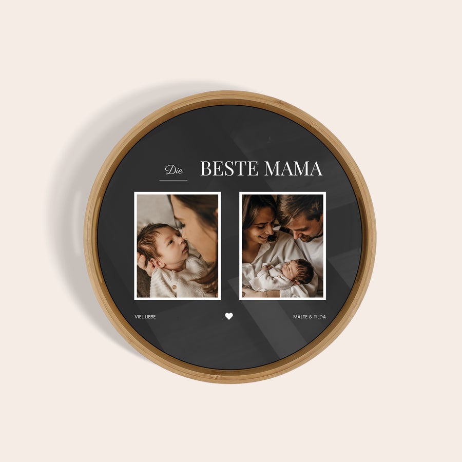 Rundes Holztablett mit Foto Rundes Holztablett mit Foto