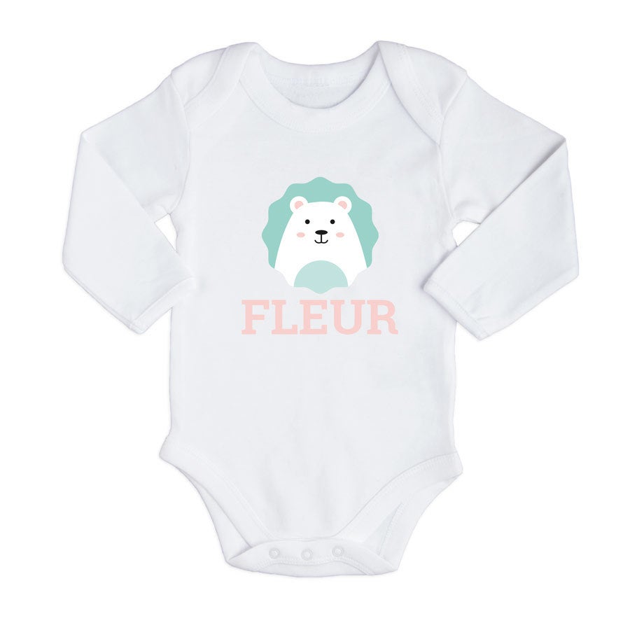 Romper bedrukken - Lange mouw - Wit - 62/68