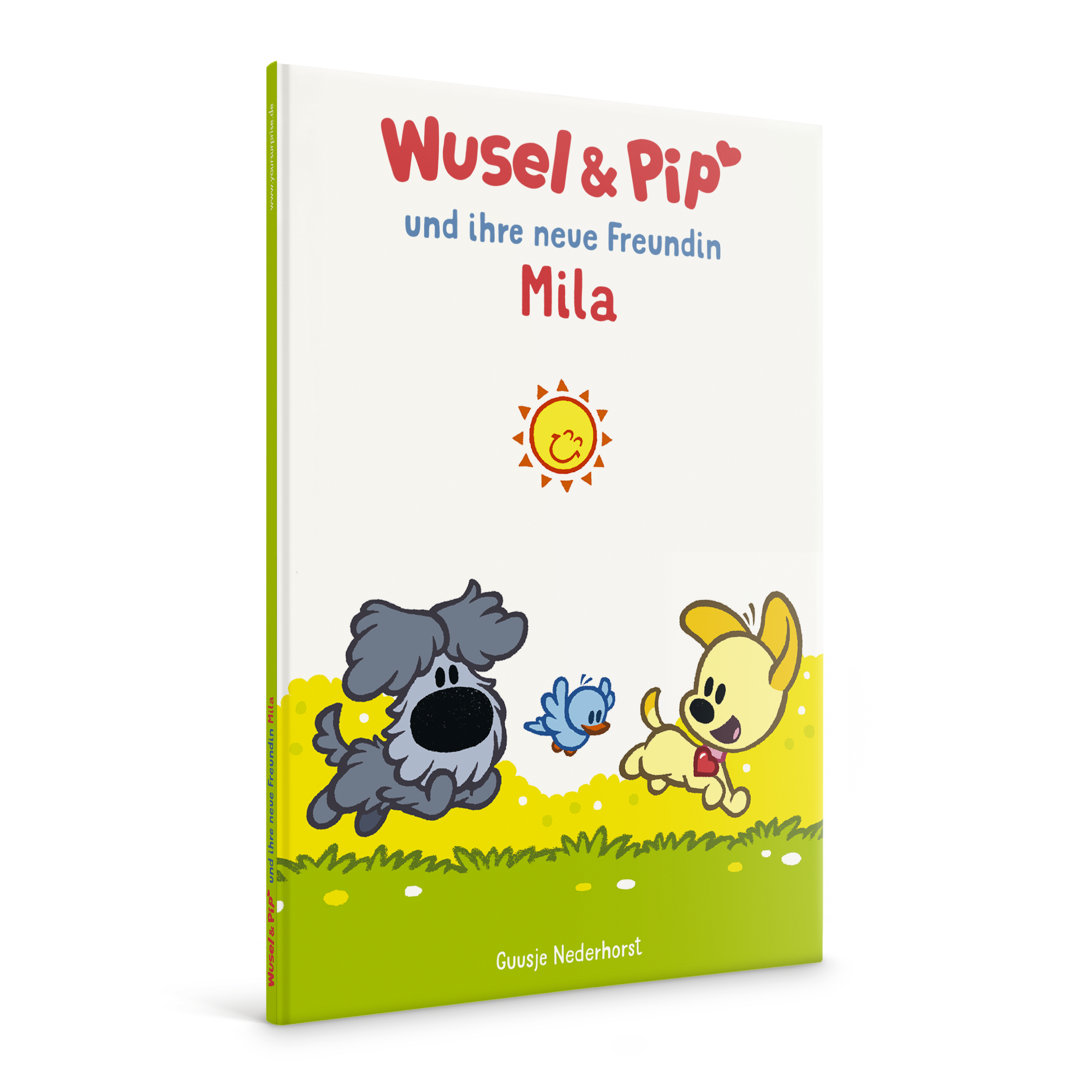 Personalisiertes Kinderbuch - Wusel & Pip - 1 Freund - XL Hardcover mit dem personalisierten Namen Mila auf dem Cover.