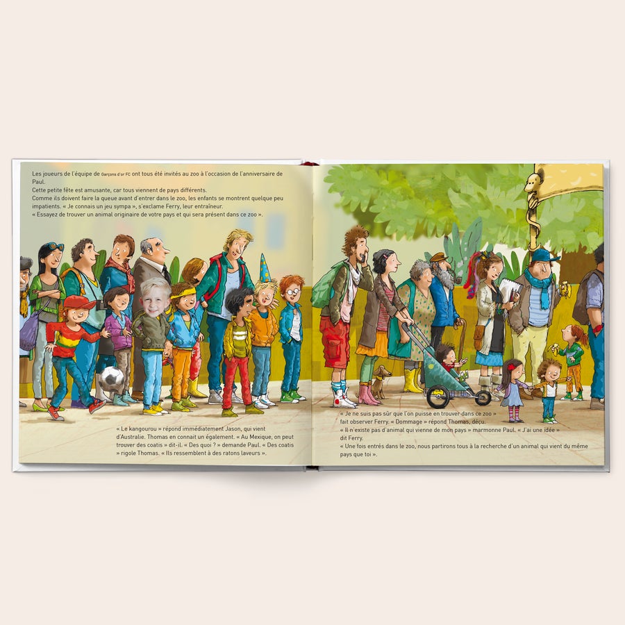 Livre football - L'équipe des animaux Livre personnalisé Crée ton propre équipe de foot des animaux avec photo de l'enfant et son nom imprimés dans l'histoire et sur la couverture