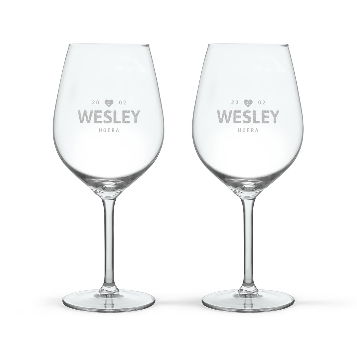 Rood wijnglas graveren - 2 stuks
