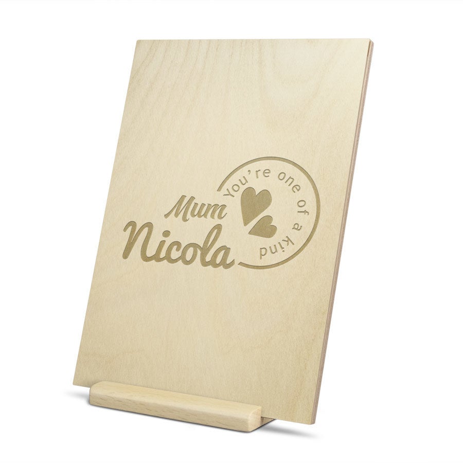 Personalised greeting card - Wood - Mother's Day - Portrait