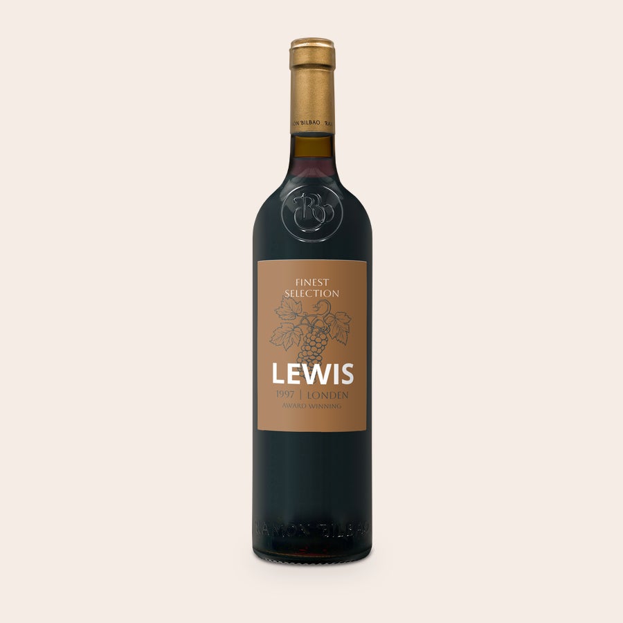 Personalizované červené víno Ramon Bilbao Gran Reserva Ramon Bilbao Gran Reserva víno s vlastnou potlačenou etiketou s menom Lewis, rokom a textom