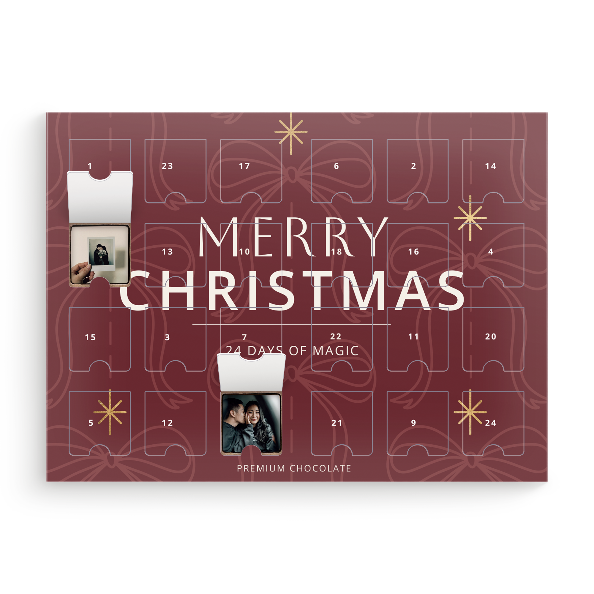 Personaliseret adventskalender - Billedchokolader