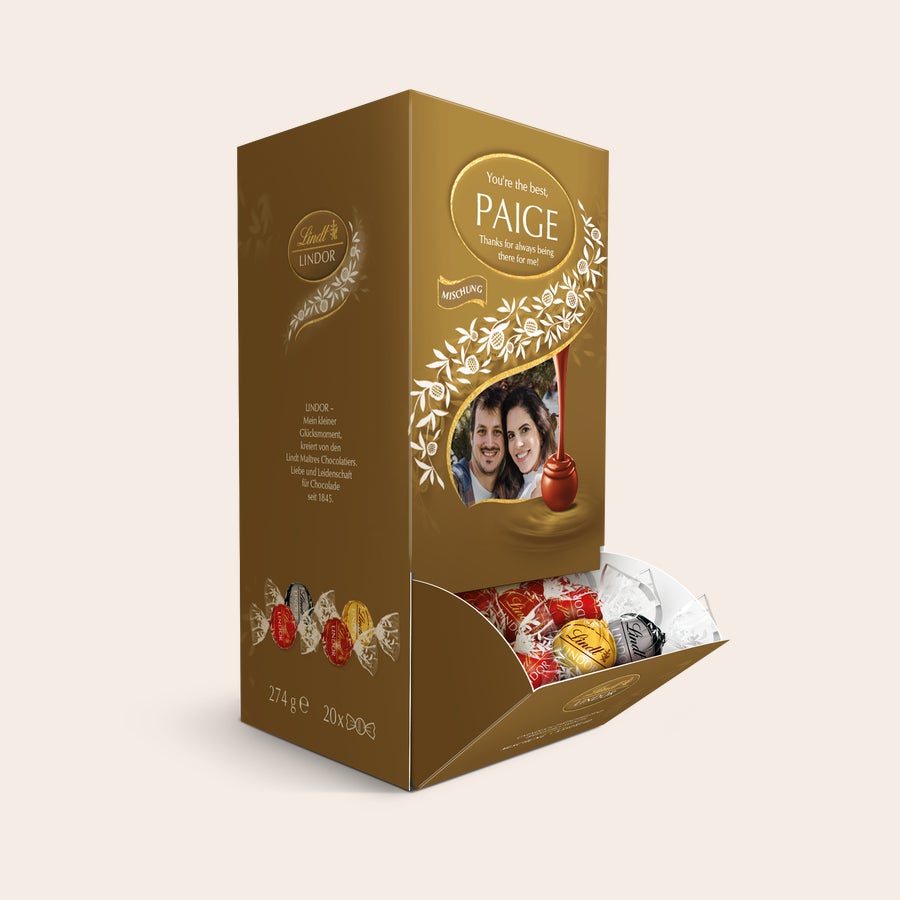 Lindt Dispenser Personalizovaná dárková krabička na čokoládu Lindt s fotografií, jménem Paige a vzkazem