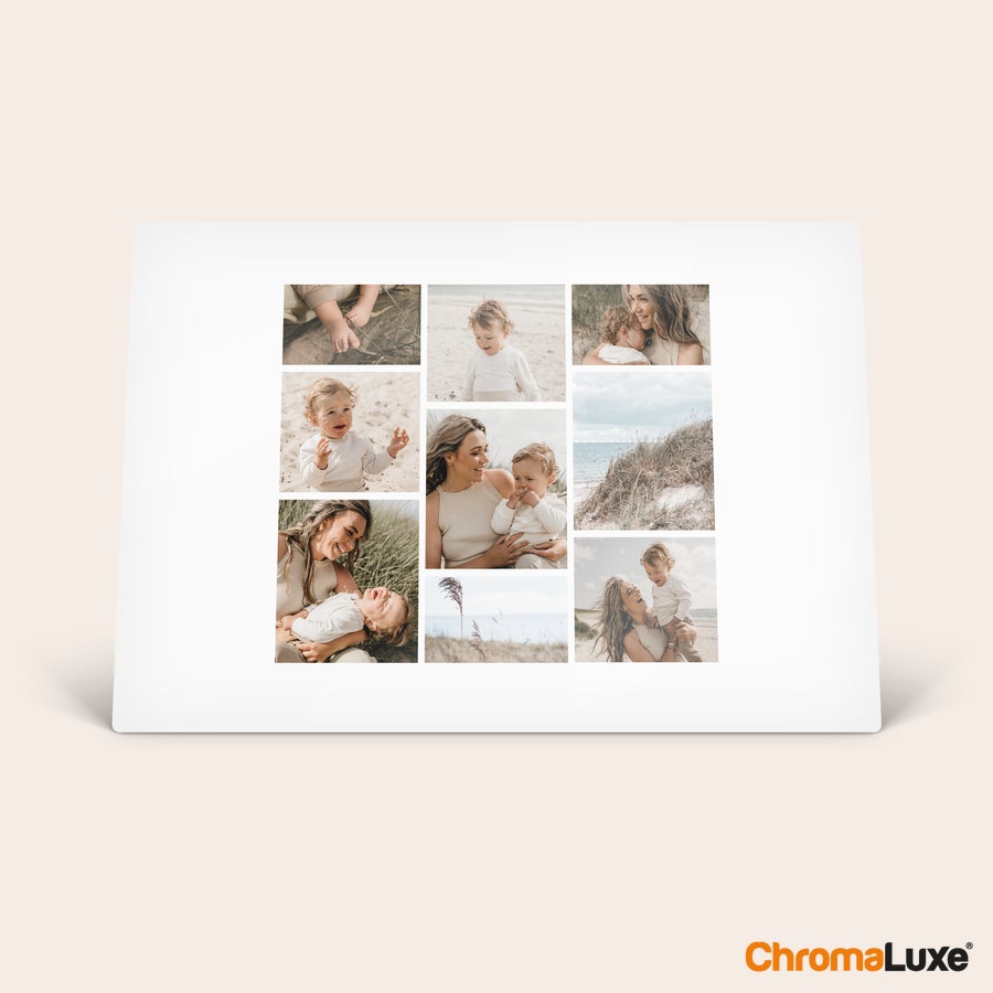 Cadre photo aluminium Cadre photo personnalisé ChromaLuxe avec collage de photos de mère et enfant imprimé en haute résolution