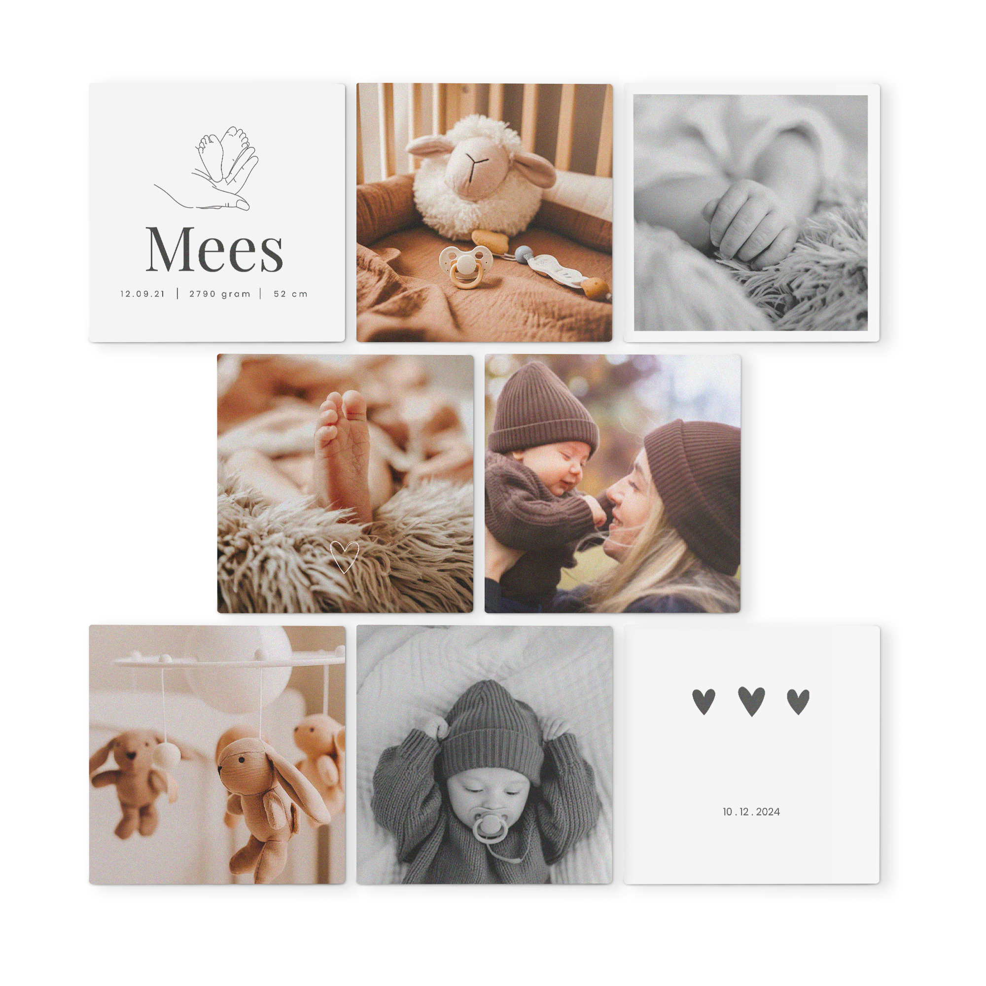 Custom forex wall art panels with baby photos and text for a new baby gift
