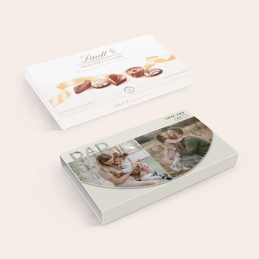 Lindt Pralinky od cukrára Personalizovaná čokoládová krabička s klasickými pralinkami Lindt, vytlačená s osobnou fotografiou a textom "LOVE YOU NR.1".